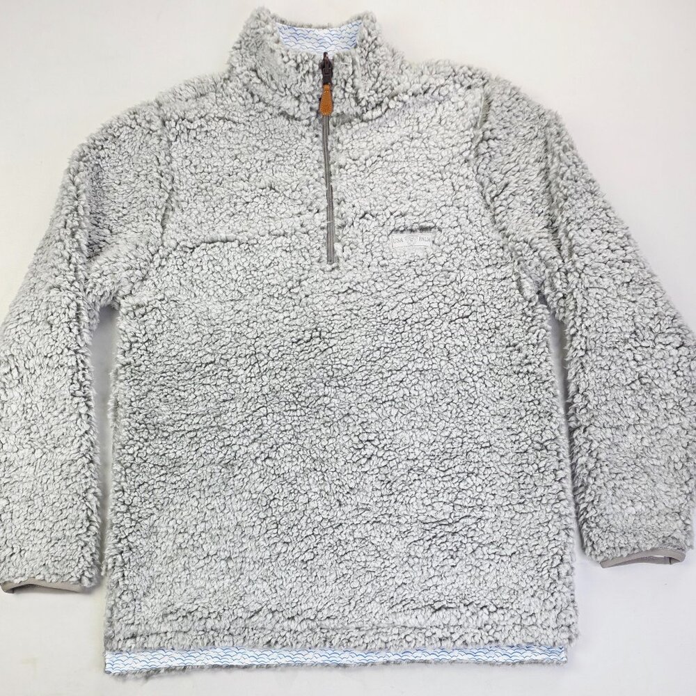 USA Palm Size XS Mens 1/4 Zip Gray Sherpa Logo Long Sleeve Pullover Reversable